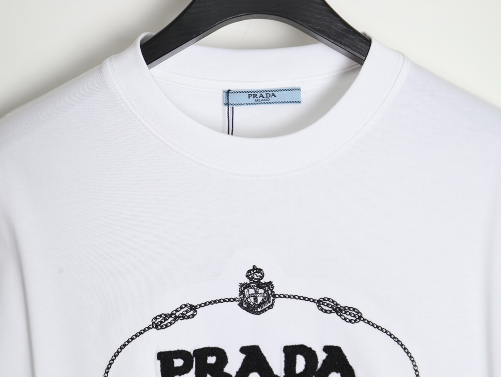 Pra*a 24ss toothbrush embroidered letter logo short sleeves