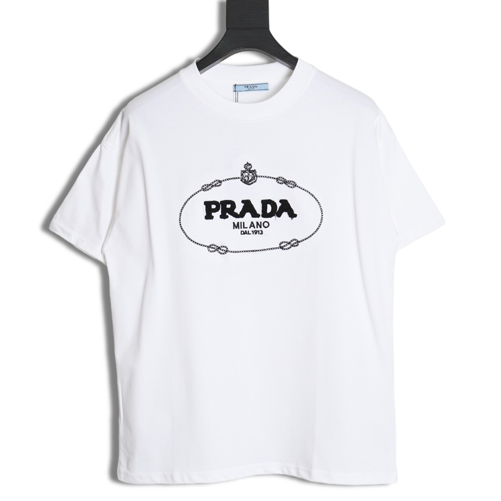 Pra*a 24ss toothbrush embroidered letter logo short sleeves