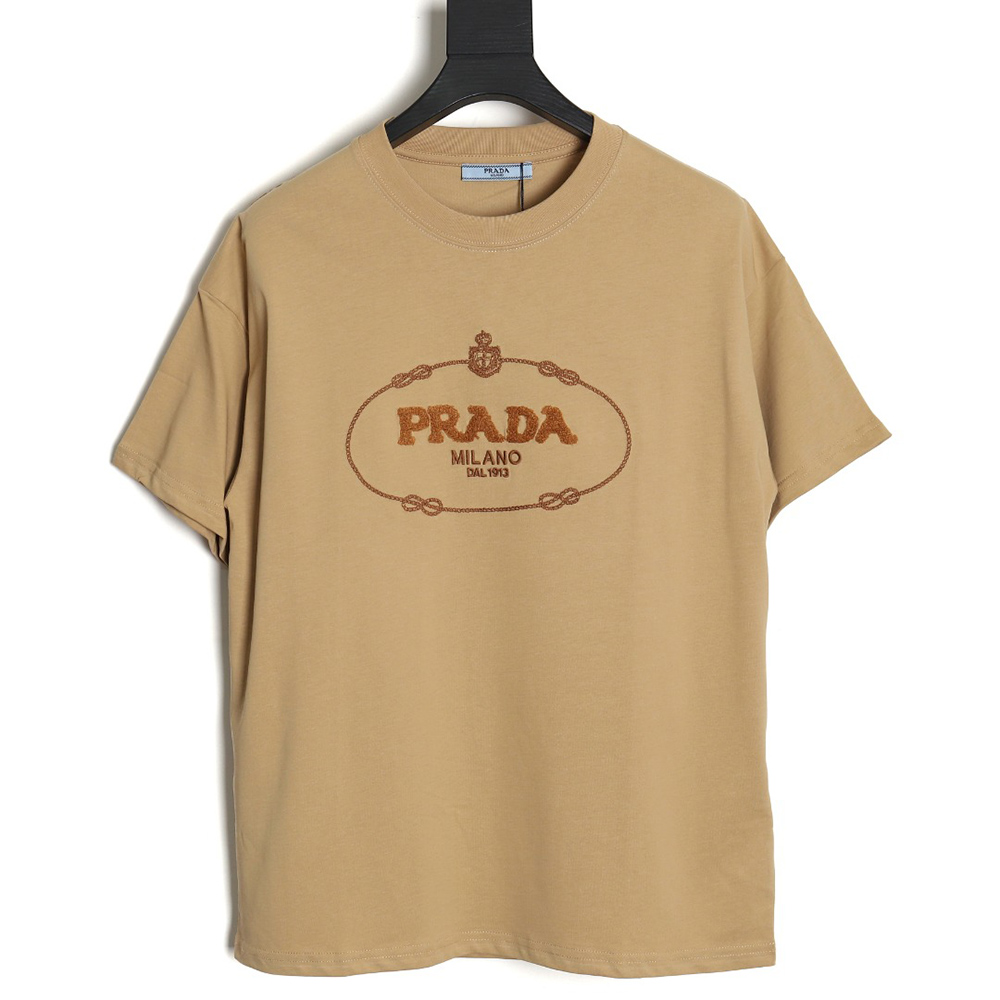 Pra*a 24ss toothbrush embroidered letter logo short sleeves