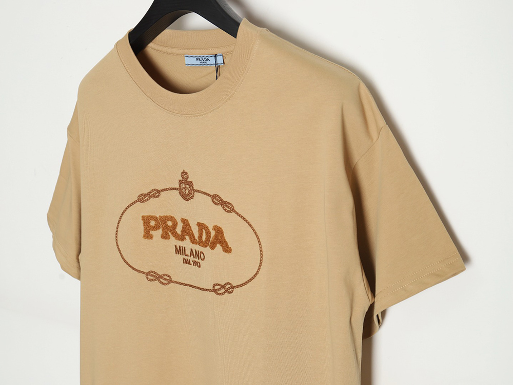 Pra*a 24ss toothbrush embroidered letter logo short sleeves