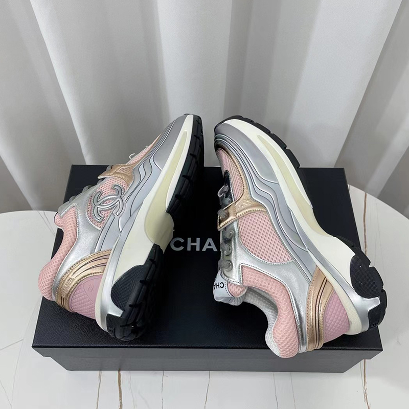 Ch*el sneakers pink silver