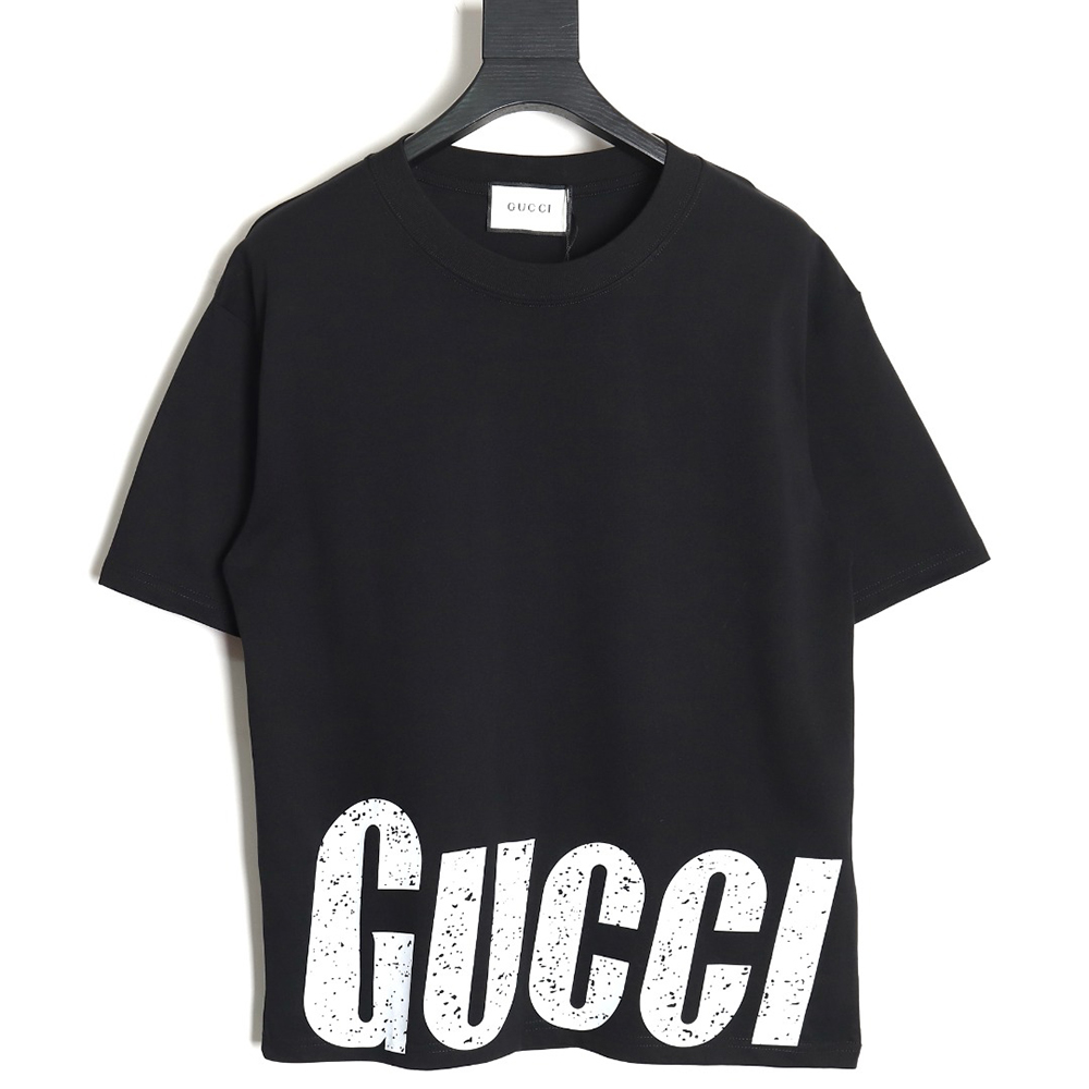 G*u*i 24ss hem letter short-sleeved t-shirt