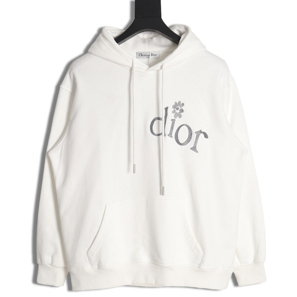 D*or 24ss small flower embroidered hooded sweatshirt