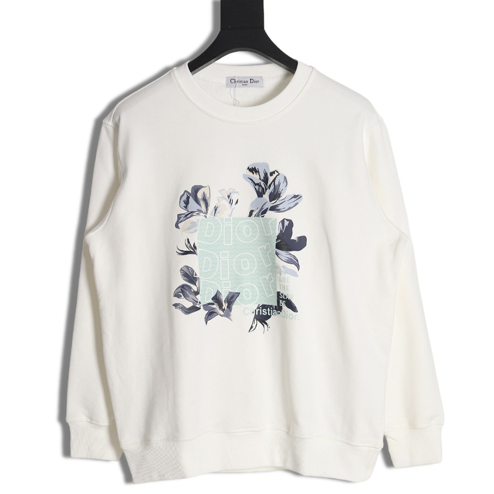 D*or 24ss floral print crew neck sweatshirt