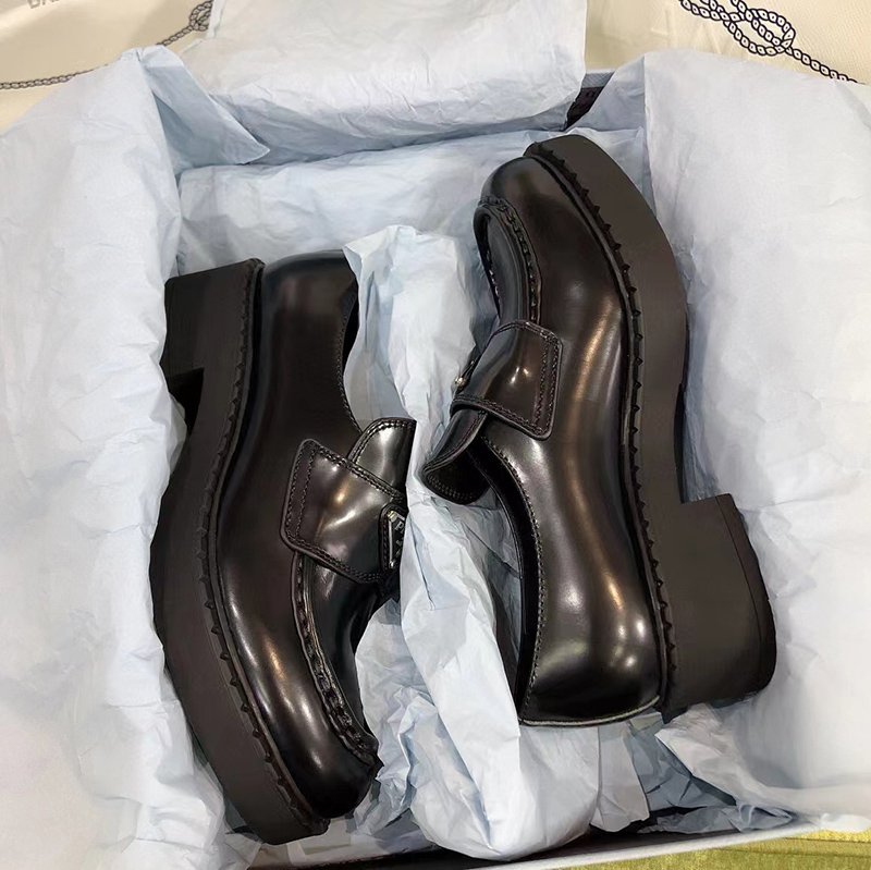 Pra*a chocolate brushed leather loafers