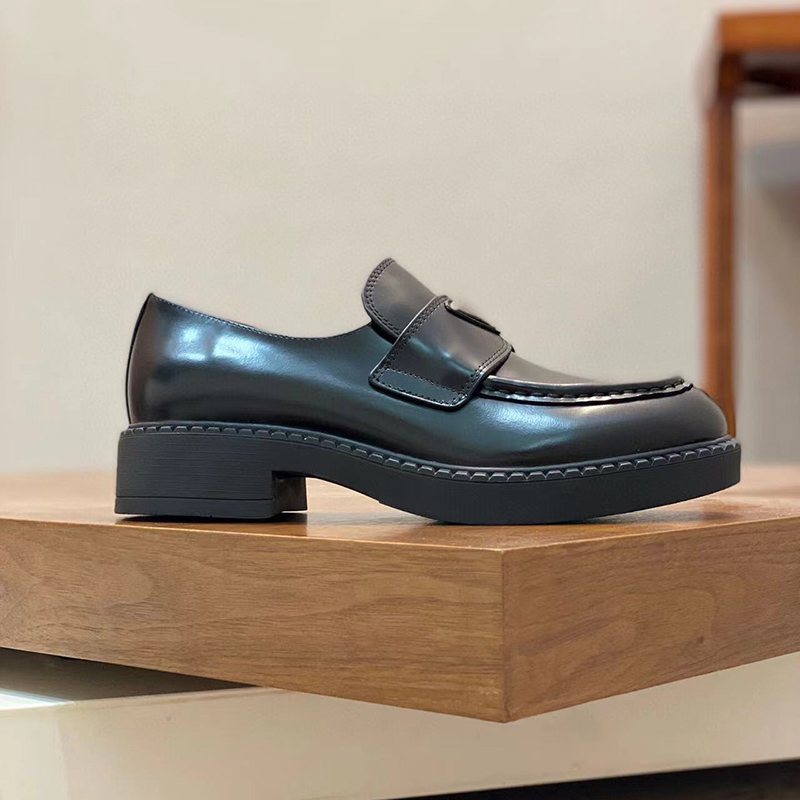 Pra*a chocolate brushed leather loafers