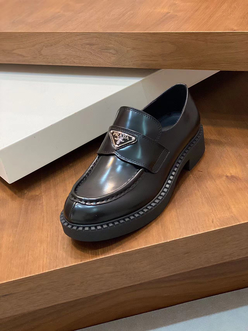 Pra*a chocolate brushed leather loafers