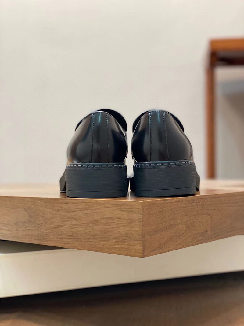 Pra*a chocolate brushed leather loafers