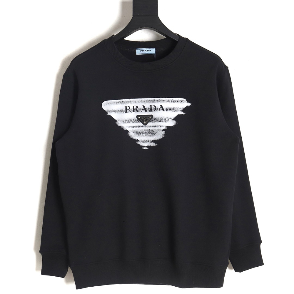 Pra*a 24ss phantom triangle logo printed crew neck sweatshirt tsk2