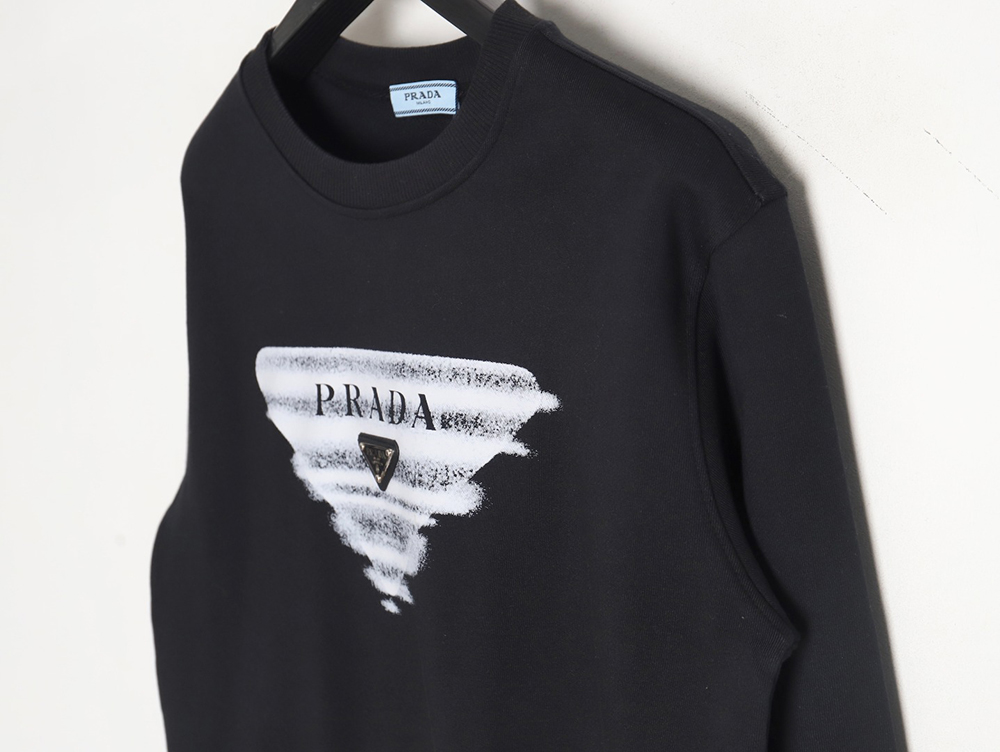 Pra*a 24ss phantom triangle logo printed crew neck sweatshirt tsk2