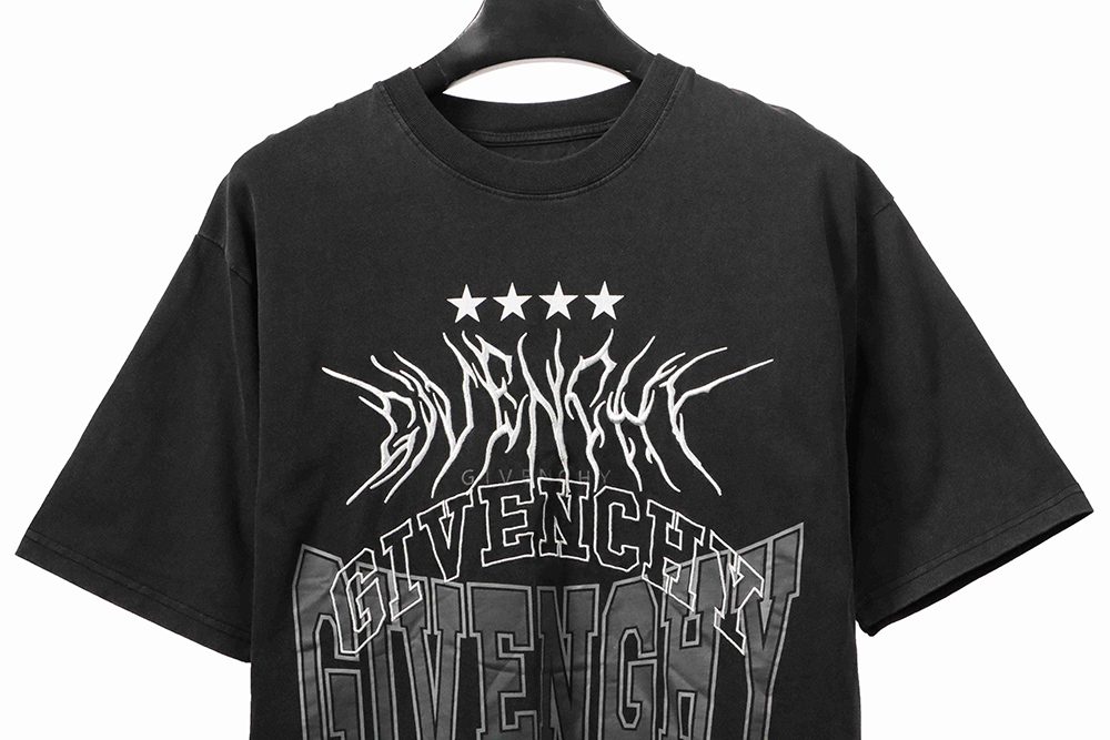 Givenchy washed letter embroidered short sleeves