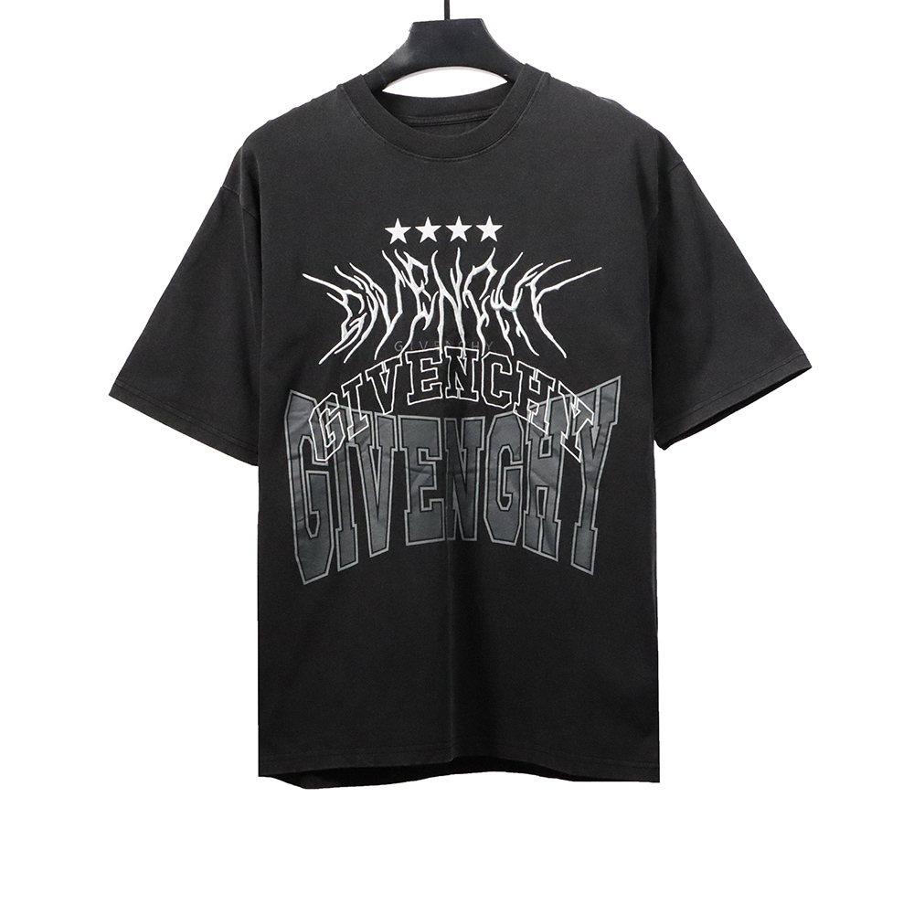 Givenchy washed letter embroidered short sleeves