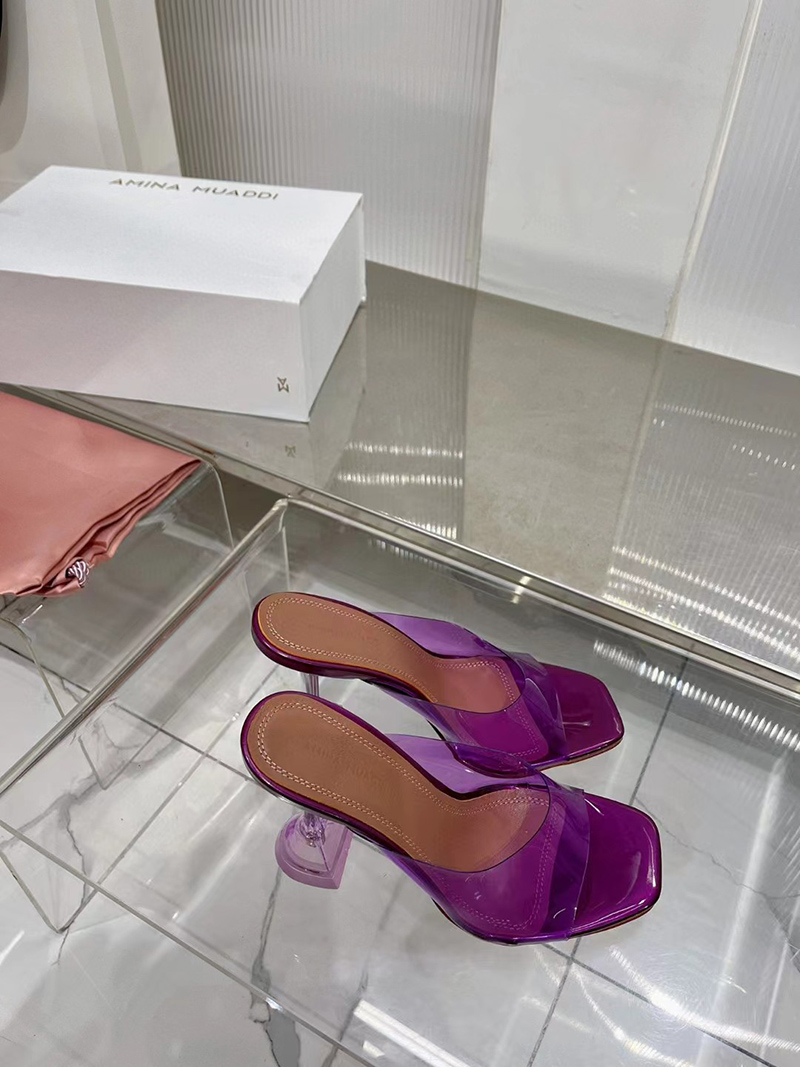 Amina Muaddi Purple Lupita Mules H:9.5cm