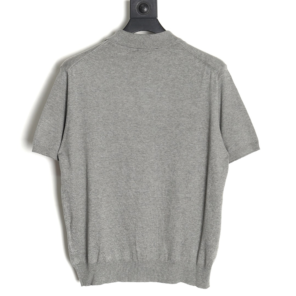 Pra*a small logo half-zip wool knit short sleeve polo shirt tsk1