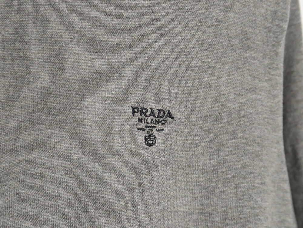 Pra*a small logo half-zip wool knit short sleeve polo shirt tsk1