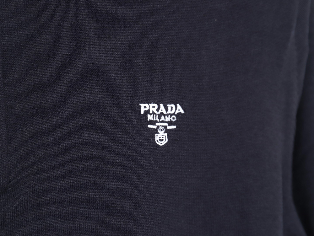 Pra*a small logo half-zip wool knit short sleeve polo shirt tsk2
