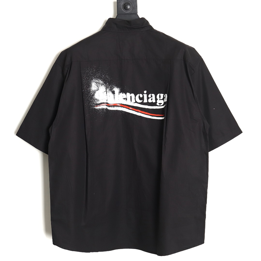 Ba*len*cia*ga 24ss fuzzy cola print short-sleeved shirt