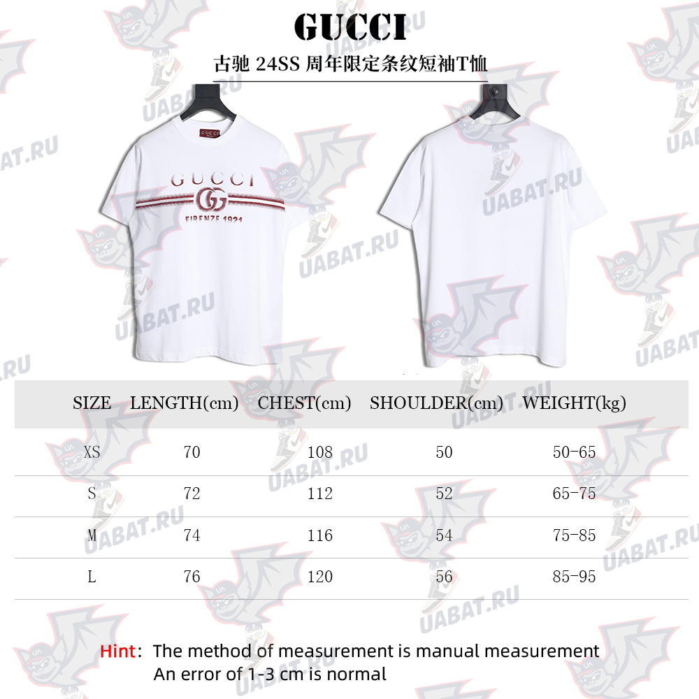 G*u*i 24ss anniversary limited edition striped short sleeve t-shirt