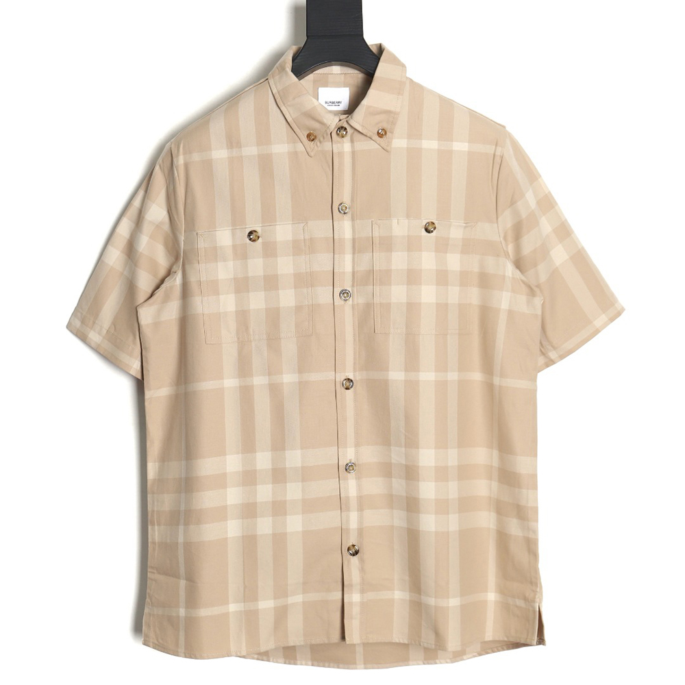 B**rry double pocket plaid short sleeve shirt