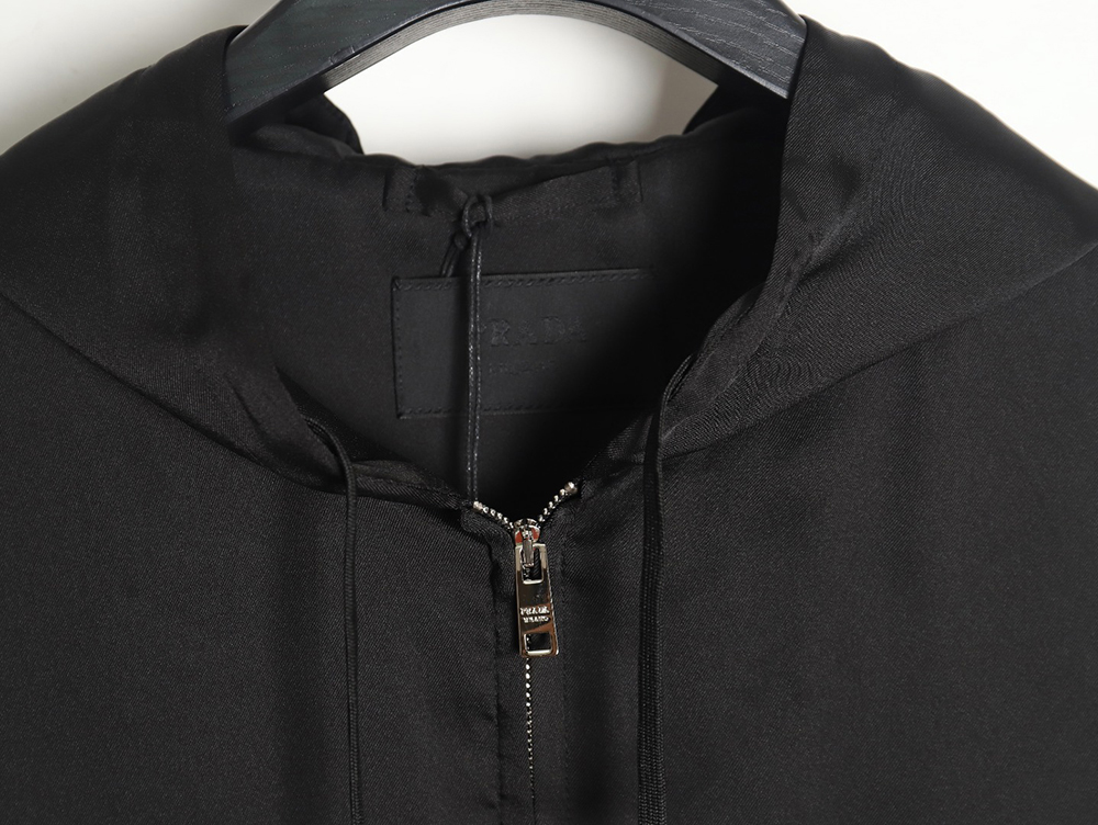 Pra*a 24ss mulberry silk ribbon hem hooded jacket
