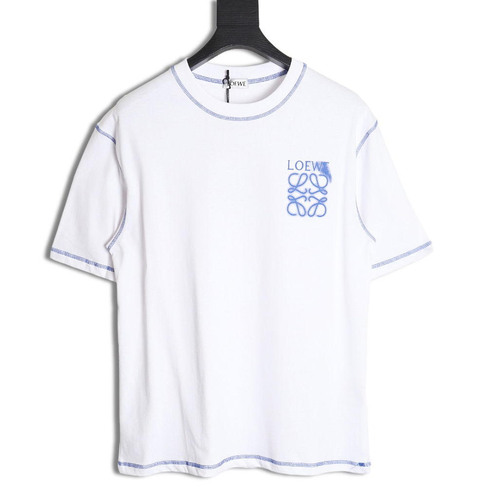 L0ew* 24ss stitching rendering letter logo short sleeve