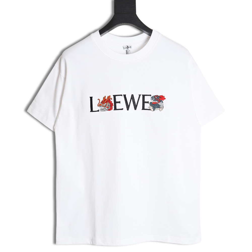 L0ew* 24ss dragon year limited edition logo embroidered short sleeve t-shirt