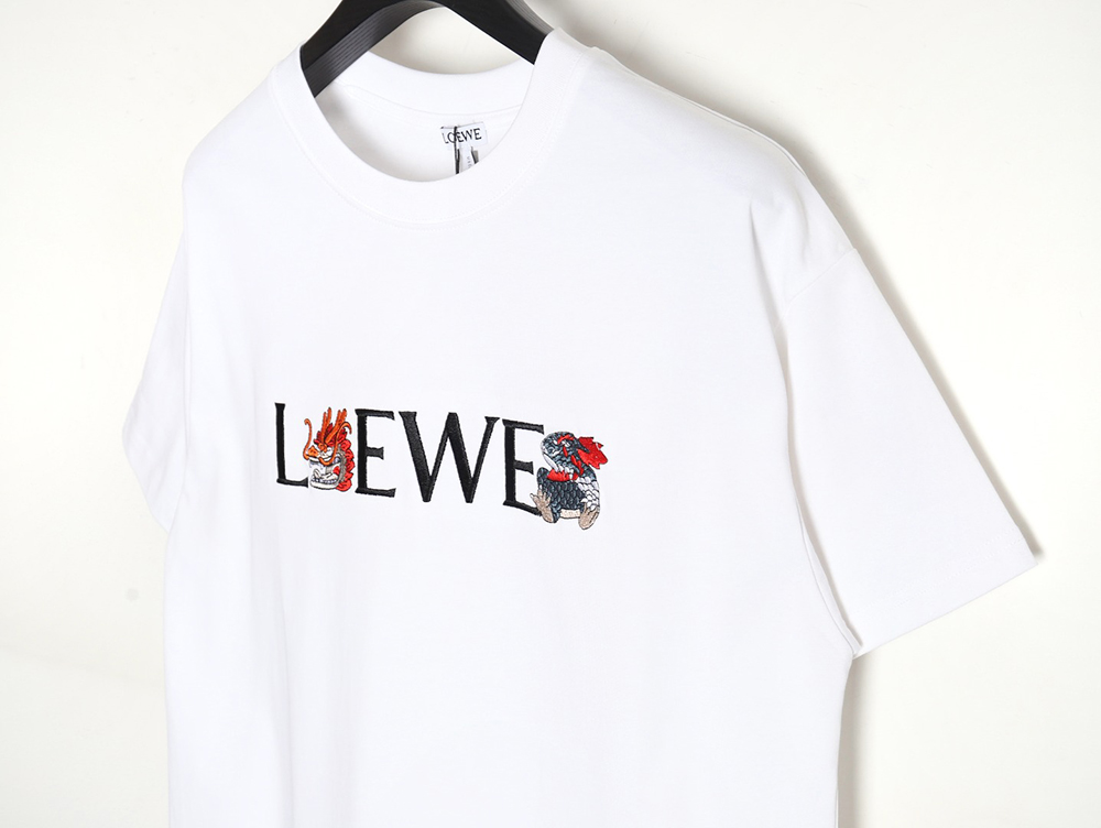 L0ew* 24ss dragon year limited edition logo embroidered short sleeve t-shirt