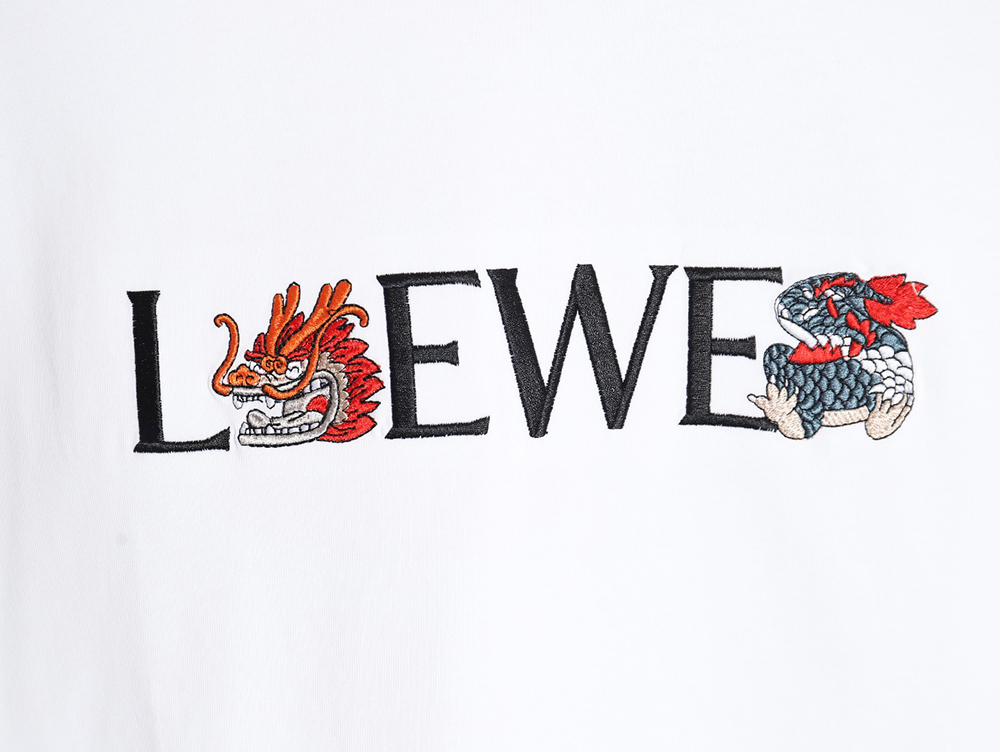 L0ew* 24ss dragon year limited edition logo embroidered short sleeve t-shirt