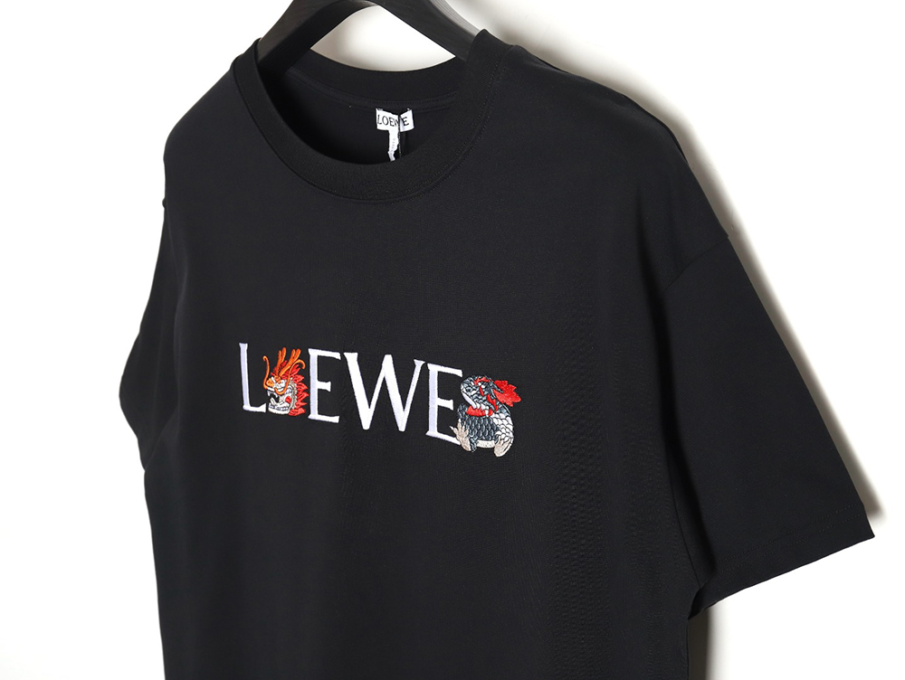 L0ew* 24ss dragon year limited edition logo embroidered short sleeve t-shirt_tsk1