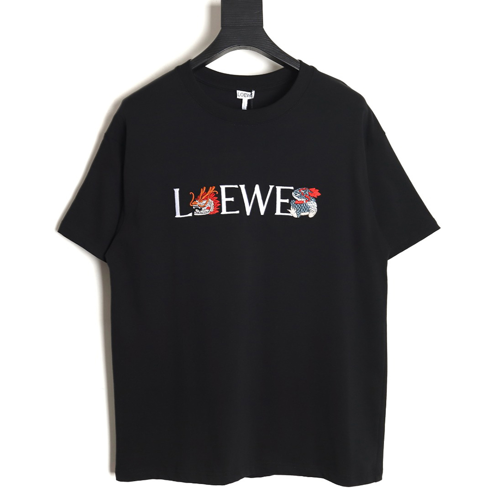 L0ew* 24ss dragon year limited edition logo embroidered short sleeve t-shirt_tsk1