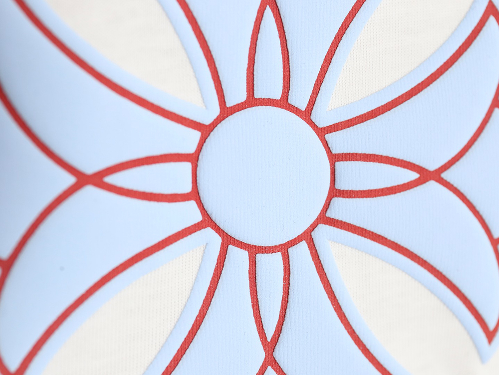 Ch**me He**ts front and back red and blue horseshoe foam print short-sleeved t-shirt