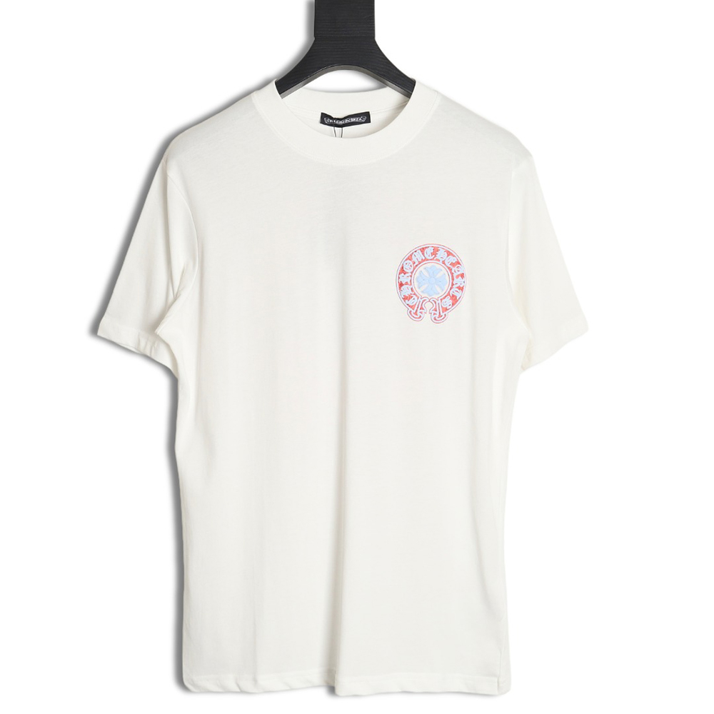 Ch**me He**ts front and back red and blue horseshoe foam print short-sleeved t-shirt