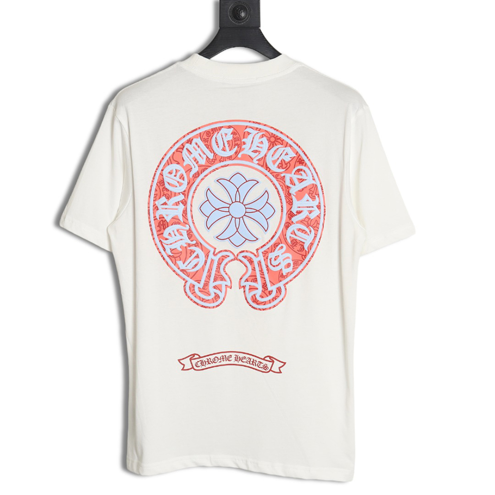 Ch**me He**ts front and back red and blue horseshoe foam print short-sleeved t-shirt