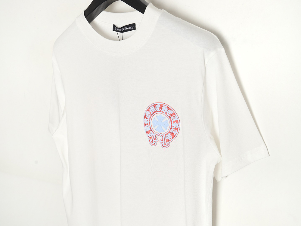 Ch**me He**ts front and back red and blue horseshoe foam print short-sleeved t-shirt