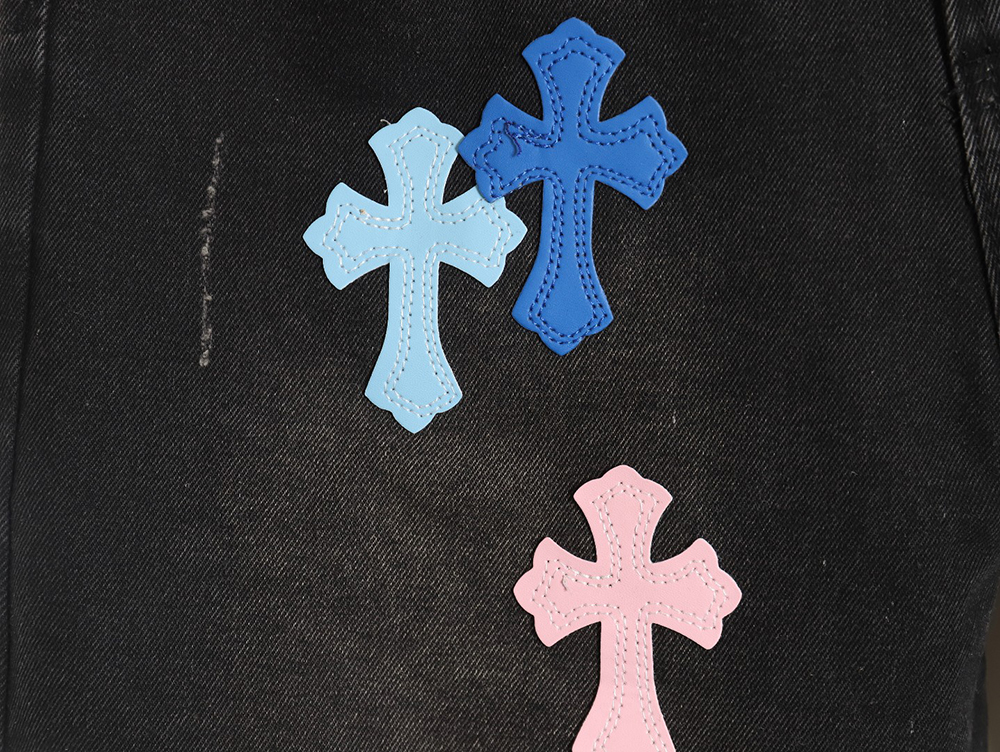 Ch**me He**ts leather cross denim shorts_tsk2