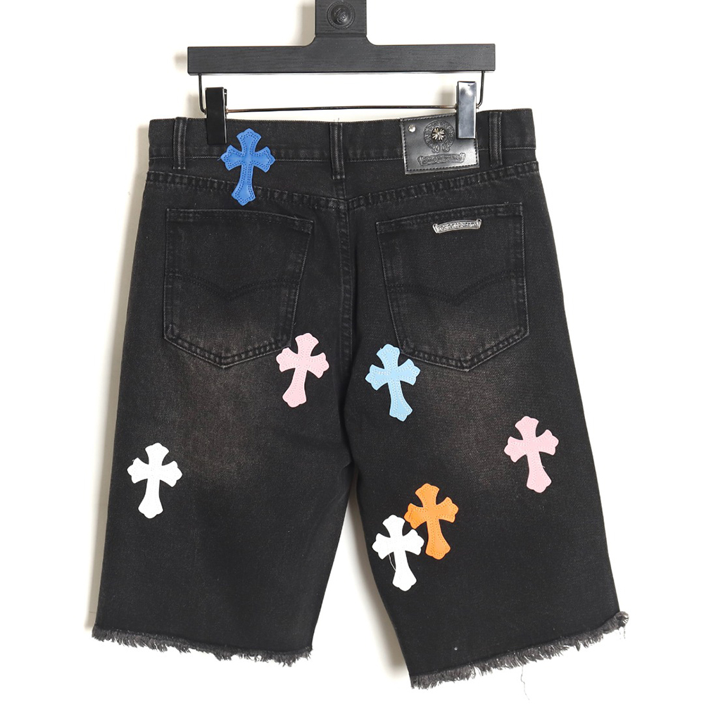 Ch**me He**ts leather cross denim shorts_tsk2