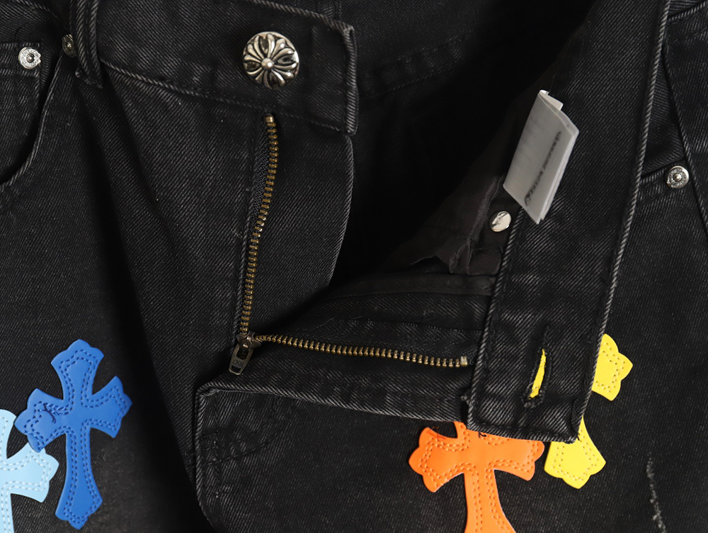 Ch**me He**ts leather cross denim shorts_tsk2