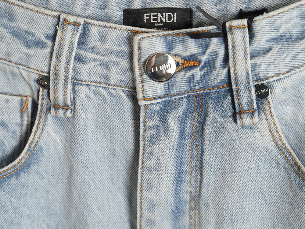 F**di new blue back pocket leather label denim trousers