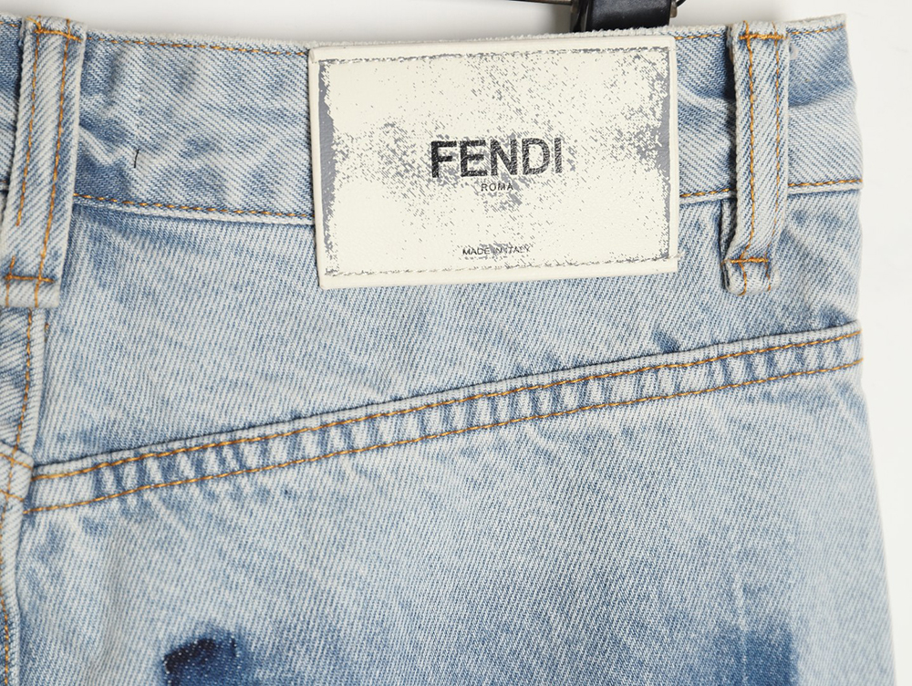 F**di new blue back pocket leather label denim trousers