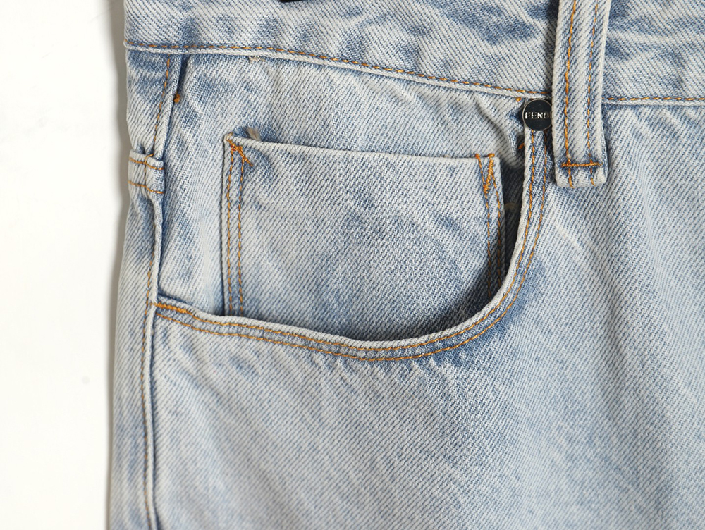F**di new blue back pocket leather label denim trousers