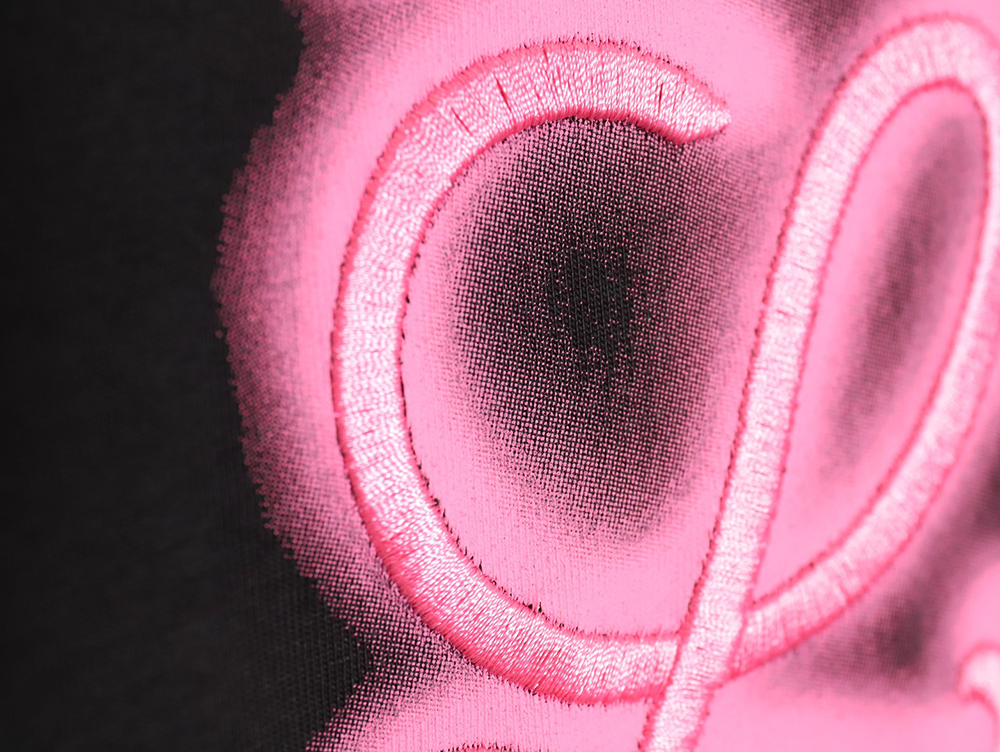 L0ew* 22ss fluorescent pink four grass embroidered short-sleeved t-shirt