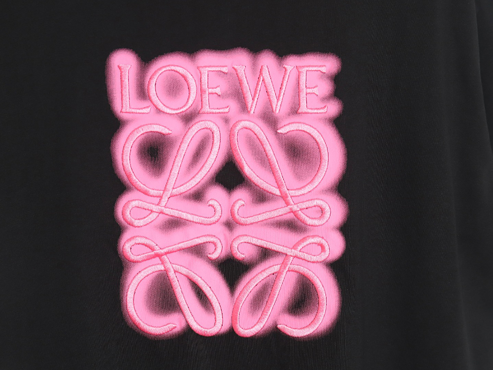 L0ew* 22ss fluorescent pink four grass embroidered short-sleeved t-shirt