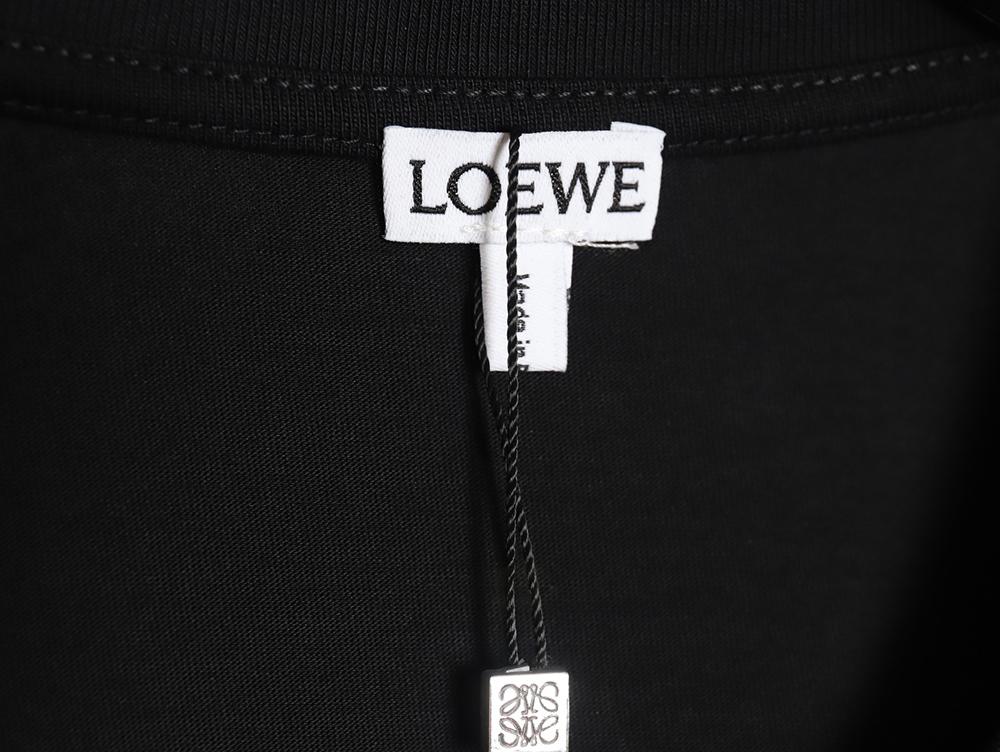 L0ew* 22ss fluorescent pink four grass embroidered short-sleeved t-shirt