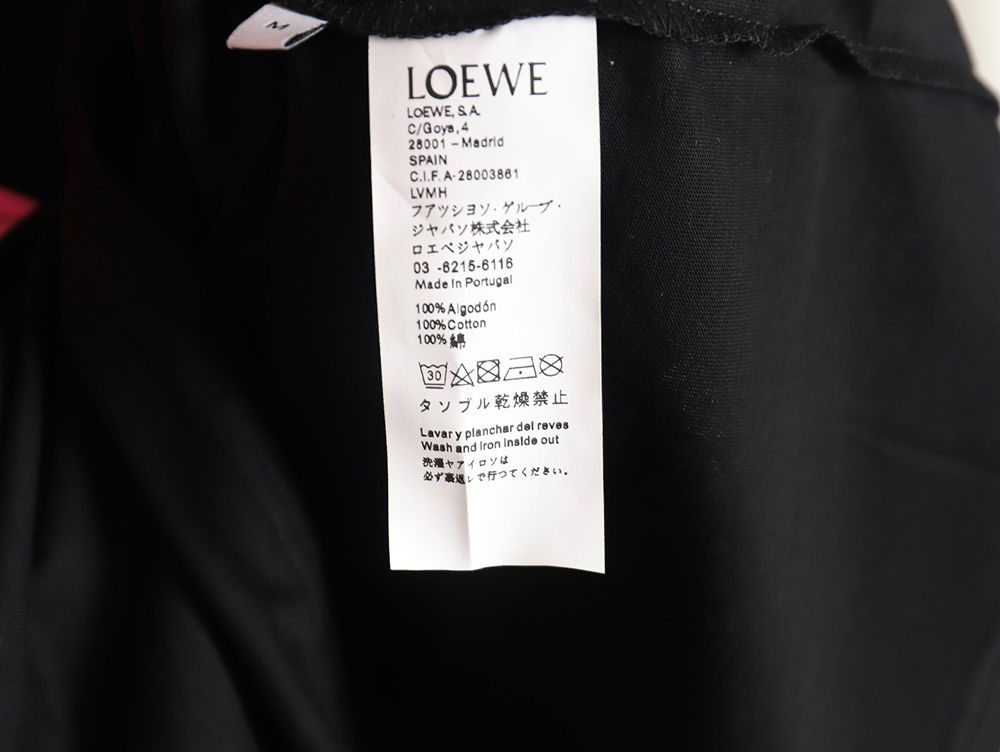 L0ew* 22ss fluorescent pink four grass embroidered short-sleeved t-shirt