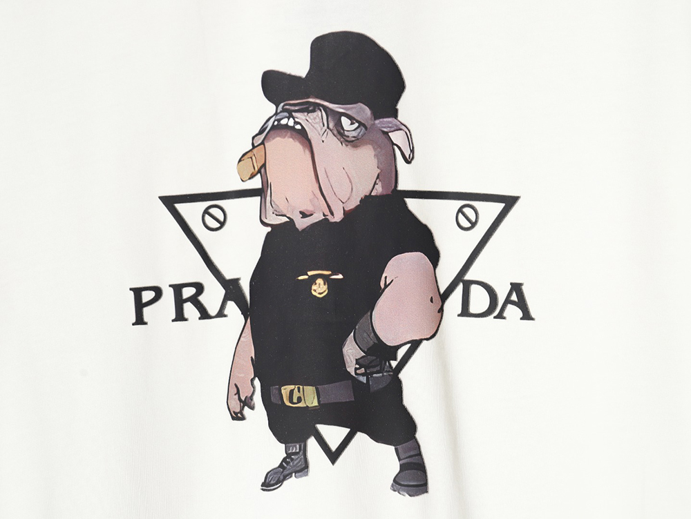 Pra*a cartoon police dog short sleeve t-shirt tsk1