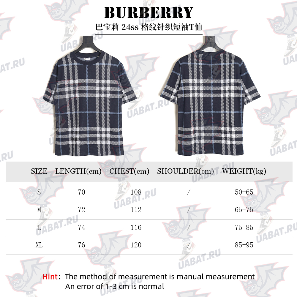 B**rry 24ss check knitted short-sleeved t-shirt tsk2