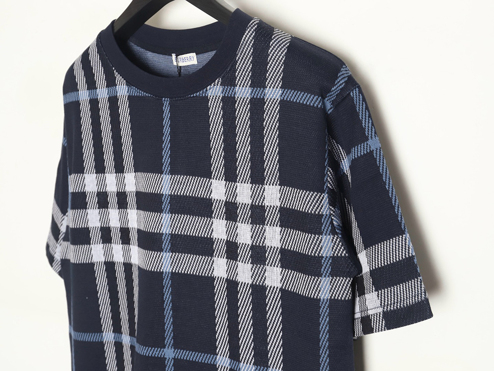B**rry 24ss check knitted short-sleeved t-shirt tsk2