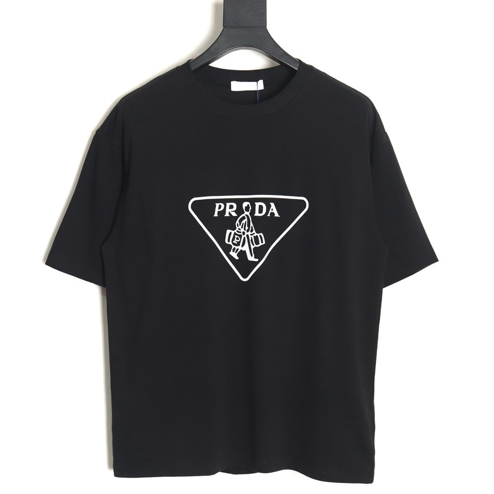 Pra*a 24ss triangle logo printed round neck short sleeves tsk2