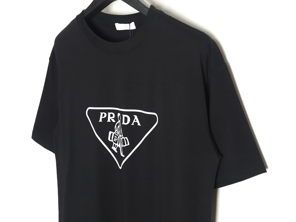 Pra*a 24ss triangle logo printed round neck short sleeves tsk2