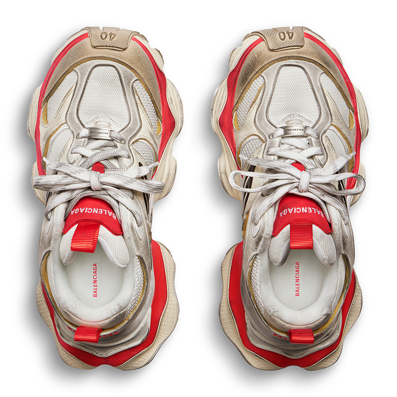 Ba*len*cia*ga cargo sneaker in beige, grey and red